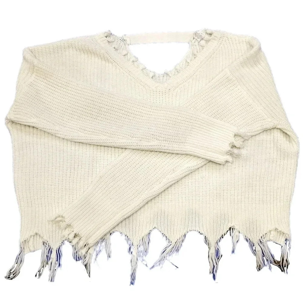 Full Tilt, Size L, Cream Destroyed Sweater - Picture 3 of 16